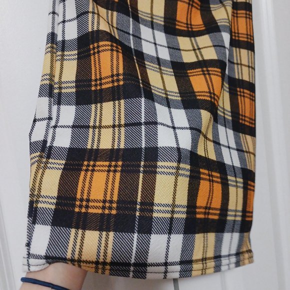 Pretty Little Thing Yellow Orange Plaid Bodycon Skirt - Picture 3 of 4